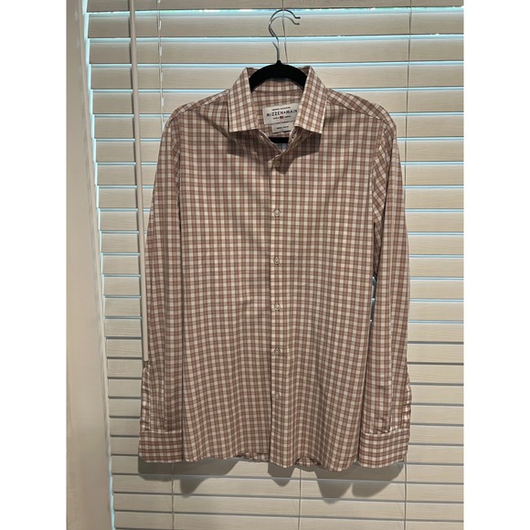 Mizzen+Main Leeward‎ Collection Mens Brown Check Trim Fit Long Sleeve Shirt